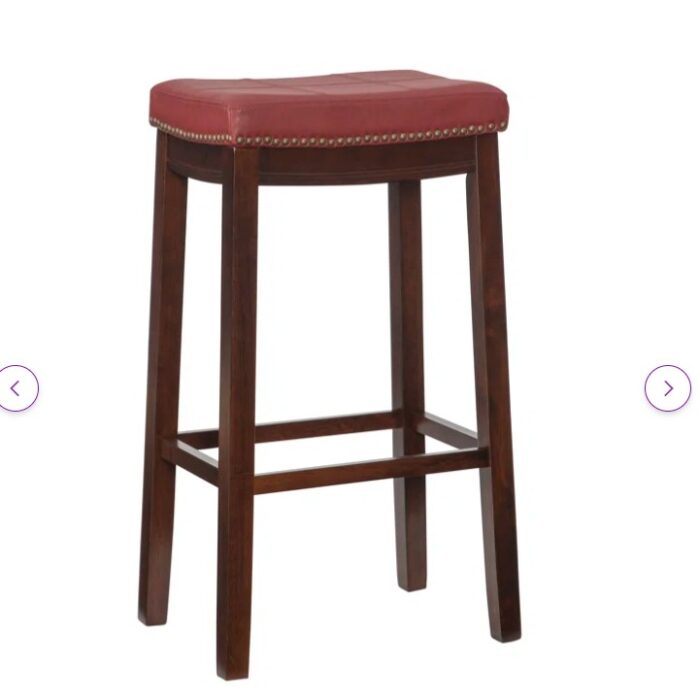 Arlyce Counter & Bar Solid Wood Backless Stool with Upholstered Seat